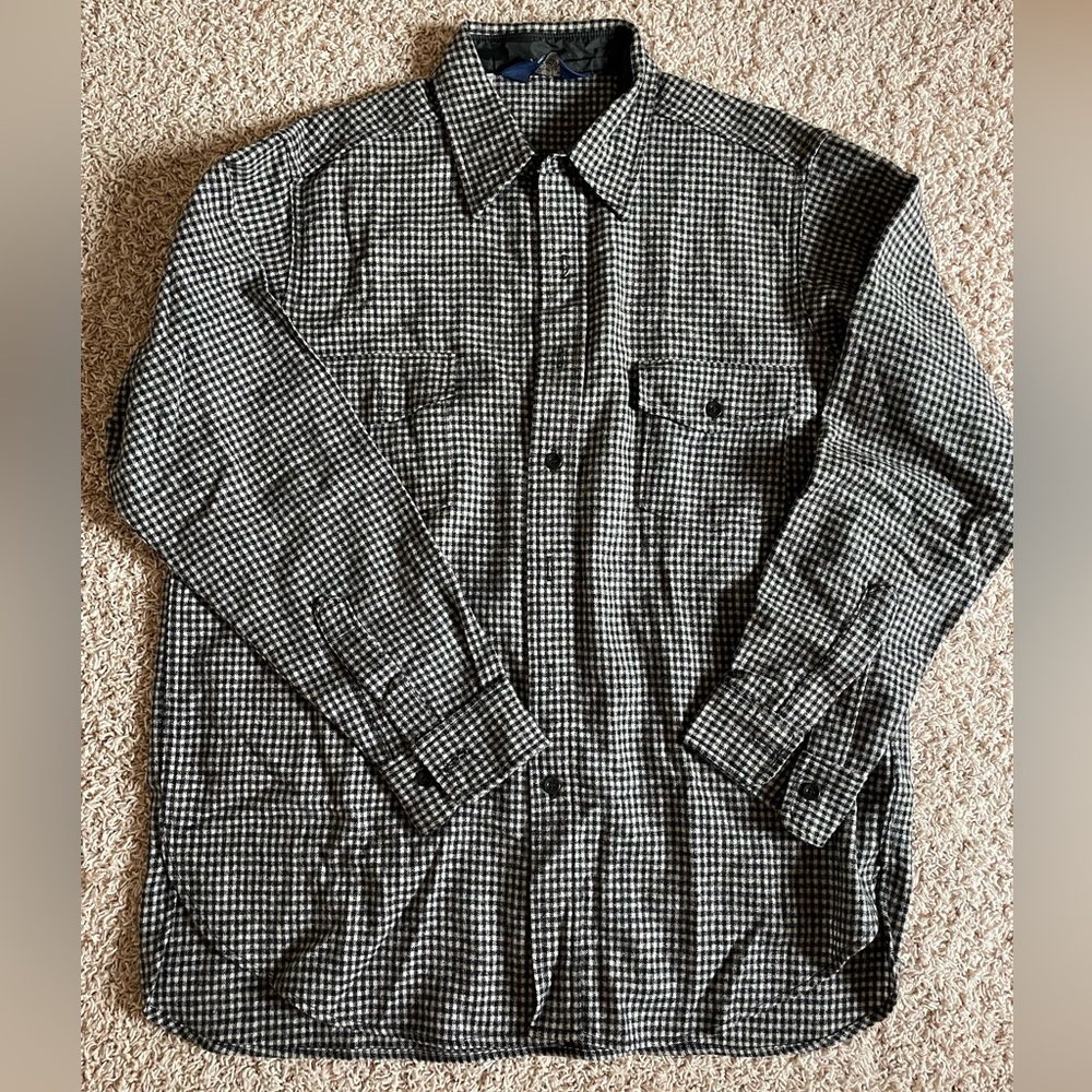 Black and White Woolrich Checkered Button-Up Shirt